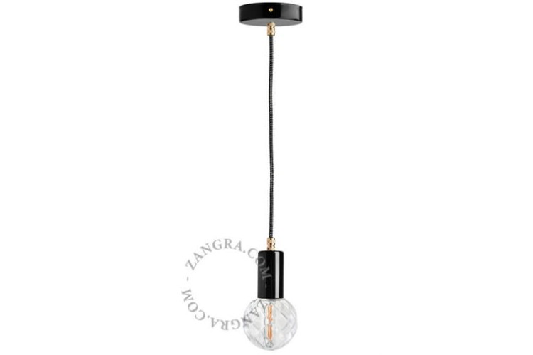 Lakierowana lampa wisząca - czarna - Zangra