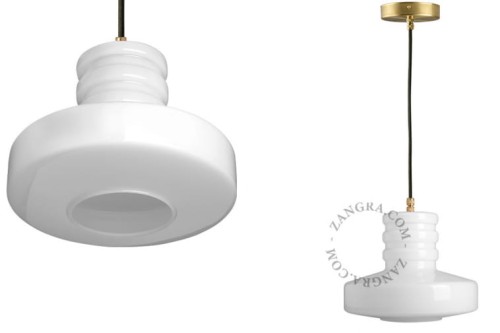 Lampa wisząca ze szkła opalowego i mosiądzu-Zangra