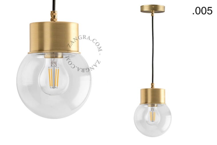 Mosiężna lampa ze szklanym kloszem 005-Zangra