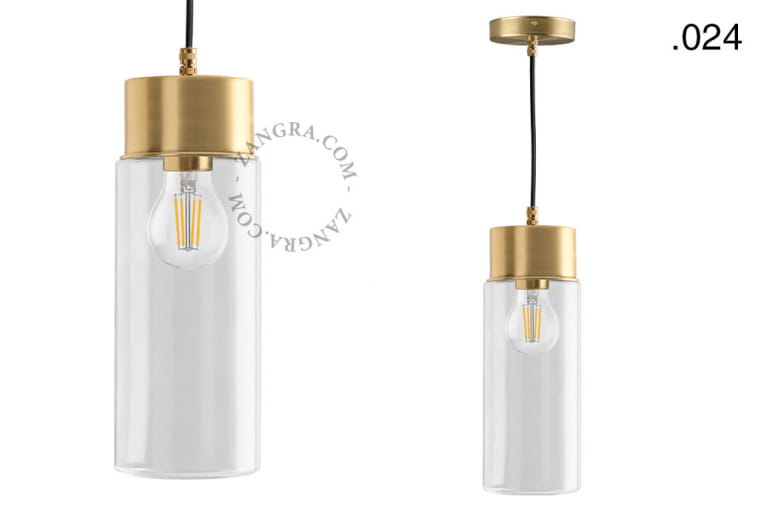 Mosiężna lampa ze szklanym kloszem 024-Zangra