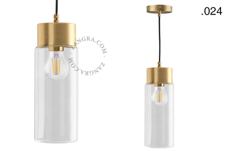 Mosiężna lampa ze szklanym kloszem 024-Zangra