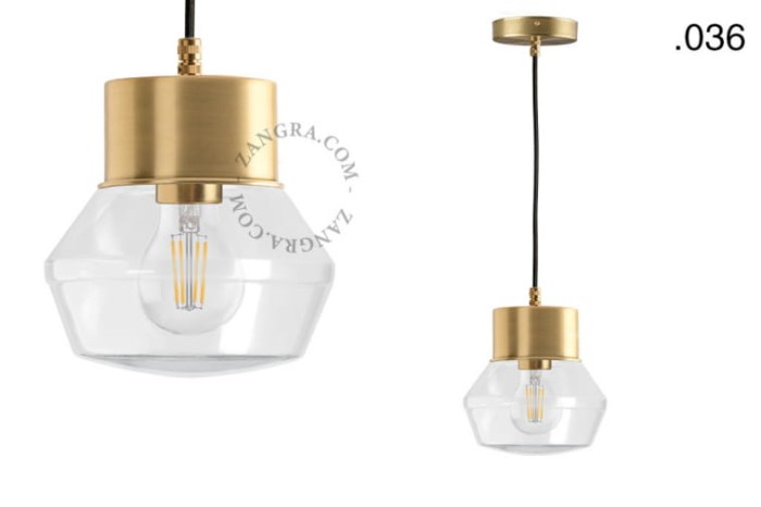 Mosiężna lampa ze szklanym kloszem 036-Zangra