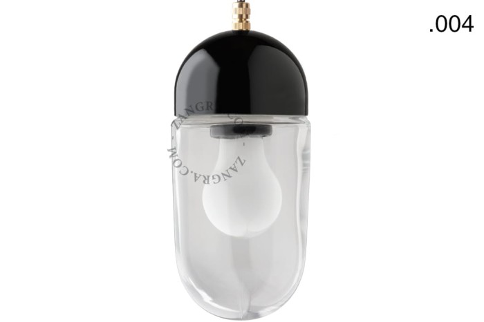 Lampa wisząca porcelana ze szklanym kloszem  004 czarna - Zangra