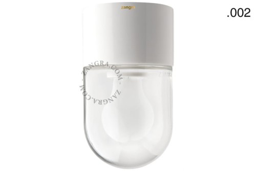 Wodoodporna lampa porcelanowa klosz 002 przezroczyste szkło - Zangra