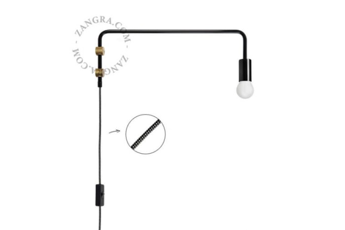 Lampa ścienna z obrotowym ramieniem czarna - Zangra