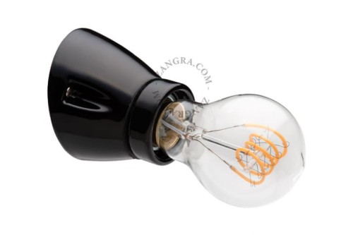 Porcelanowa lampa ścienna 020  czarna - Zangra