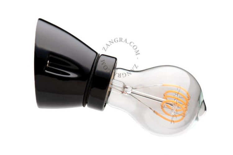 Porcelanowa lampa ścienna 020  czarna - Zangra