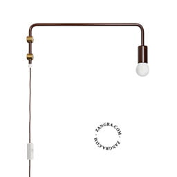 Lampa ścienna ADAM z obrotowym ramieniem, brązowa - Zangra
