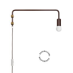 Lampa ścienna ADAM z obrotowym ramieniem, brązowa - Zangra