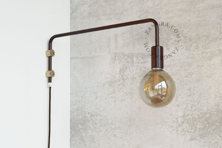 Lampa ścienna ADAM z obrotowym ramieniem, brązowa - Zangra