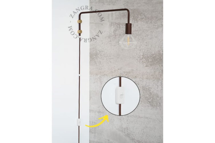 Lampa ścienna ADAM z obrotowym ramieniem, brązowa - Zangra