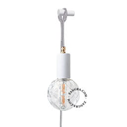 Lampa wisząca/ścienna ALADIN 45 z kablem i wtyczką - biała - Zangra