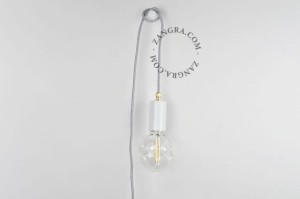 Lampa wisząca/ścienna ALADIN 45 z kablem i wtyczką - biała - Zangra