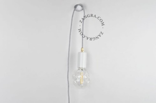 Lampa wisząca/ścienna ALADIN 45 z kablem i wtyczką - biała - Zangra