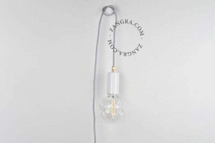 Lampa wisząca/ścienna ALADIN 45 z kablem i wtyczką - biała - Zangra