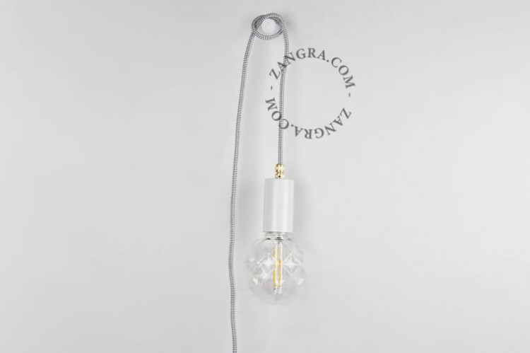 Lampa wisząca/ścienna ALADIN 45 z kablem i wtyczką - biała - Zangra