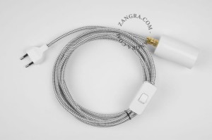 Lampa wisząca/ścienna ALADIN 45 z kablem i wtyczką - biała - Zangra