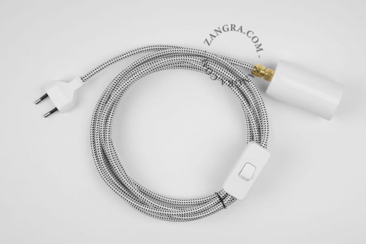 Lampa wisząca/ścienna ALADIN 45 z kablem i wtyczką - biała - Zangra