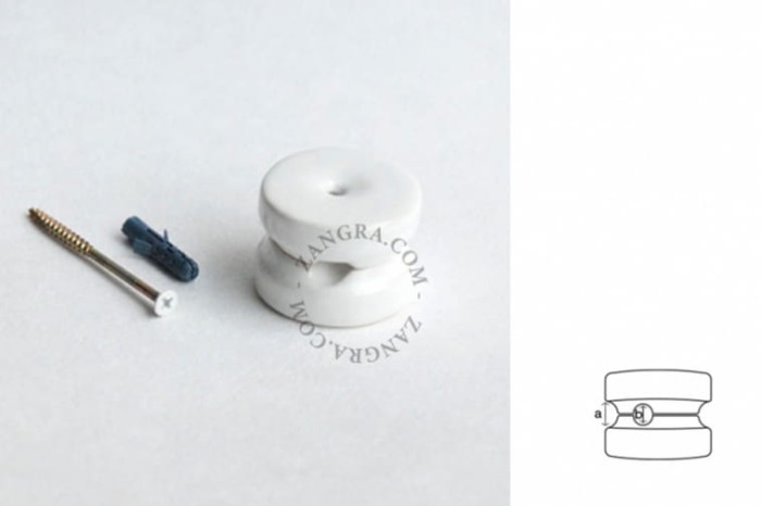 Porcelanowy uchwyt do kabla - biały - Zangra