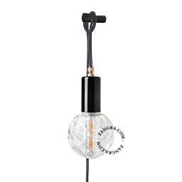 Lampa wisząca/ścienna ALADIN 30 z kablem i wtyczką - czarna - Zangra
