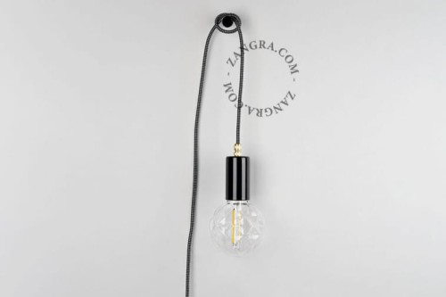 Lampa wisząca/ścienna ALADIN 30 z kablem i wtyczką - czarna - Zangra