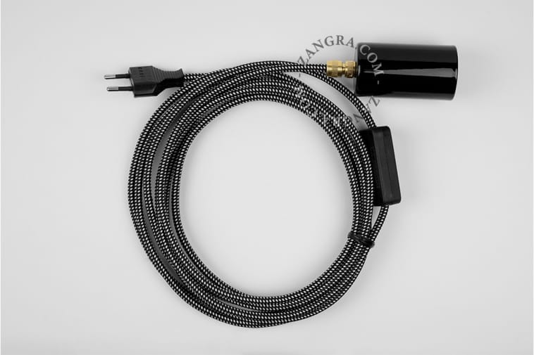 Lampa wisząca/ścienna ALADIN 30 z kablem i wtyczką - czarna - Zangra