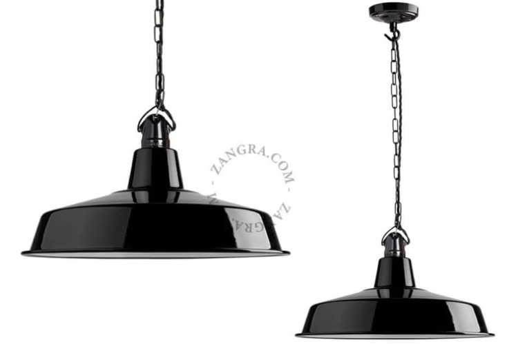 Emaliowana lampa wisząca  ALEXANDRE, czarna - Zangra