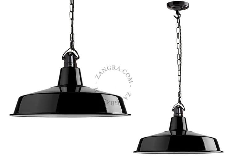Emaliowana lampa wisząca  ALEXANDRE, czarna - Zangra