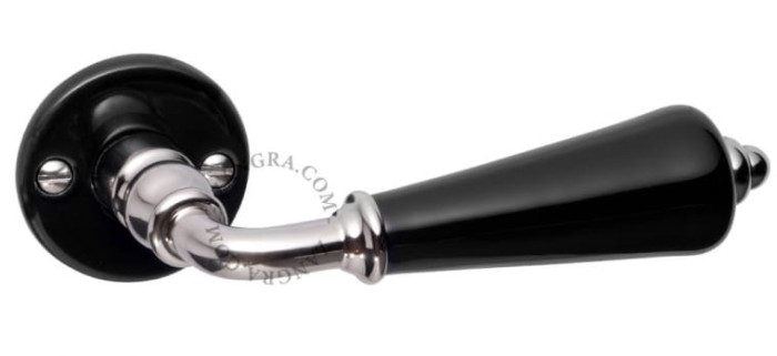 Porcelanowa klamka do drzwi, czarna - Zangra