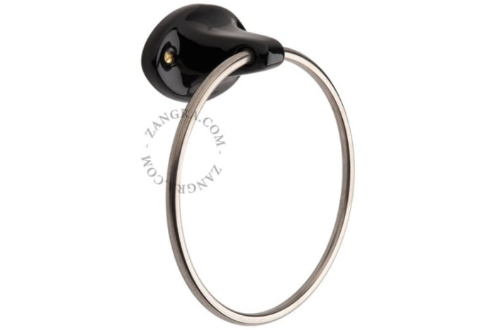 Wieszak na ręczniki z czarnej porcelany - Zangra