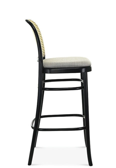 Stołek barowy BST-811/1 tapicerowane, oparcie wyplot - Fameg