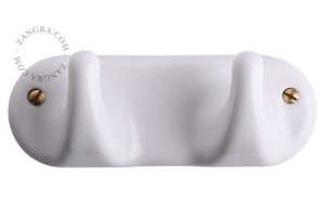 Wieszak z 2 haczykami porcelanowy- biały - Zangra