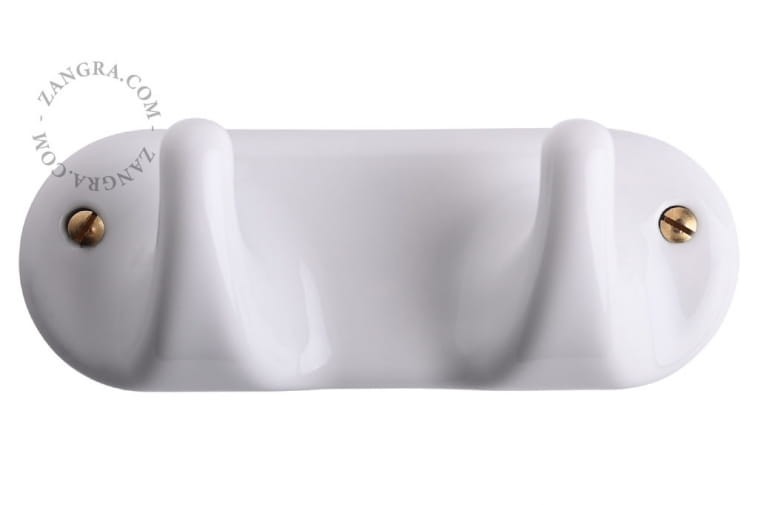 Wieszak z 2 haczykami porcelanowy- biały - Zangra