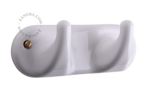 Wieszak z 2 haczykami porcelanowy- biały - Zangra
