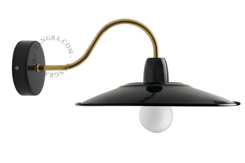 Lampa ścienna BRASS &amp; ENAMEL czarna - Zangra