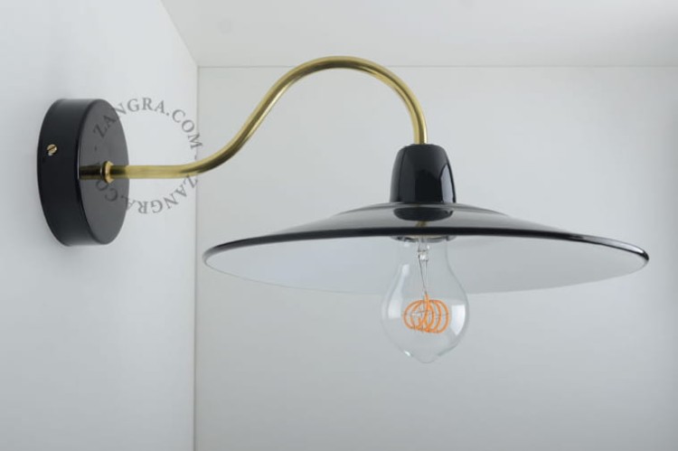 Lampa ścienna BRASS &amp; ENAMEL czarna - Zangra