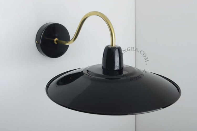 Lampa ścienna BRASS &amp; ENAMEL czarna - Zangra