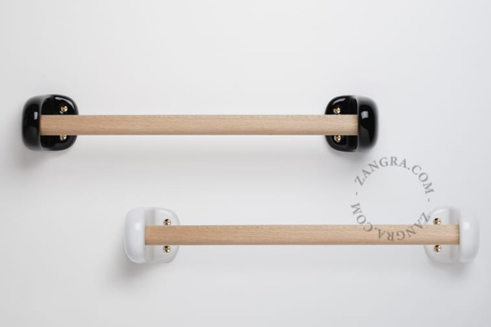 Porcelanowy wieszak na ręczniki , czarny - Zangra