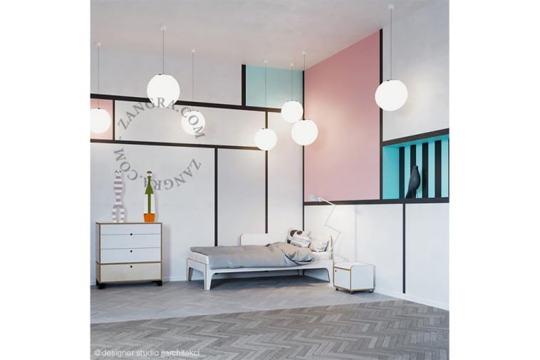 Szklana lampa wisząca biała 098 - Zangra