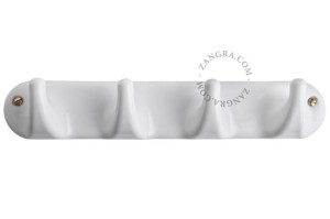 Wieszak z 4 haczykami porcelanowy - biały - Zangra