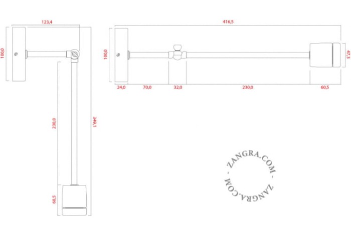 Kinkiet porcelanowy 036.033 czarny - Zangra