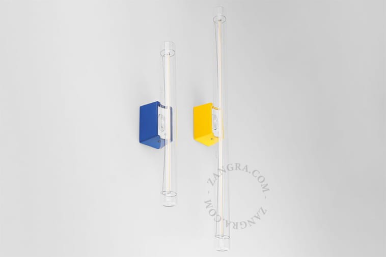 Niebieska lampa ścienno-sufitowa z żarówką S14d, 30 cm - Zangra