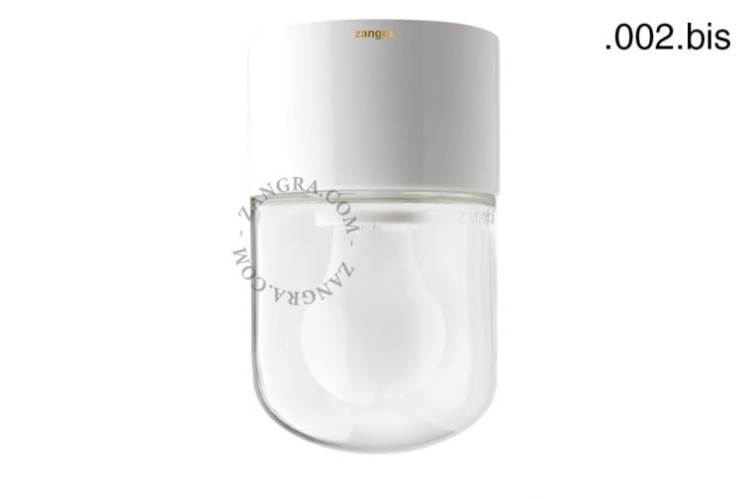 Lampa biała porcelana, szklany klosz 002.bis - Zangra