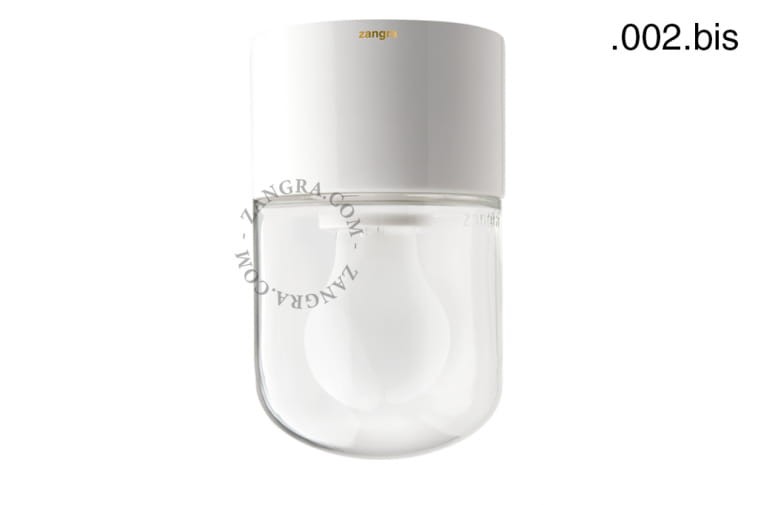 Lampa biała porcelana, szklany klosz 002.bis - Zangra