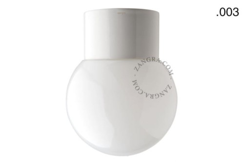 Lampa biała porcelana, szklany klosz 003 - Zangra