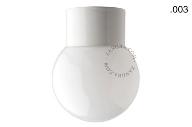 Lampa biała porcelana, szklany klosz 003 - Zangra