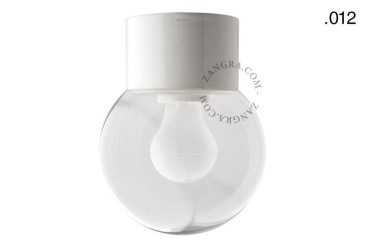 Lampa biała porcelana, szklany klosz 012 - Zangra
