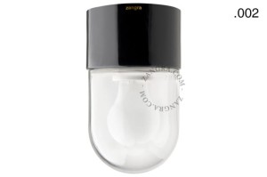 Lampa czarna porcelana, szklany klosz 002 - Zangra
