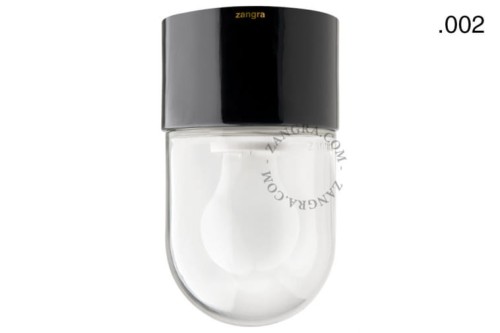 Lampa czarna porcelana, szklany klosz 002 - Zangra