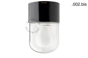 Lampa czarna porcelana, szklany klosz 002.bis - Zangra